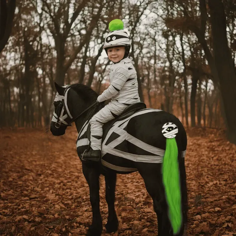 Equetech One Size Mummy Mayhem Hat Silk in Green/White-1