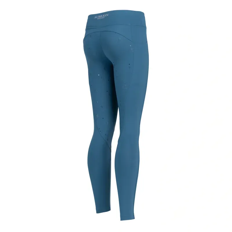 Aubrion Equestrian Young Rider Riding Winter Tights in Estate Blue-1