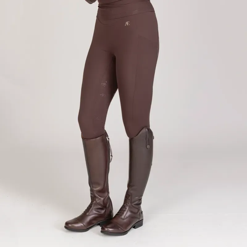 Aubrion Equestrian Winter Riding Tights in Espresso-2