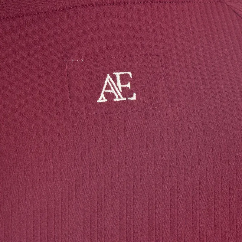 Aubrion Equestrian Young Rider Ribbed Long Sleeve Top in Port-2