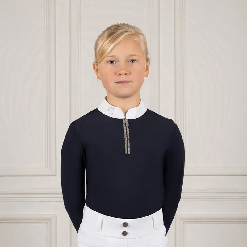 Coldstream Childs Next Generation Long Sleeve Elrick Show Shirt in Navy