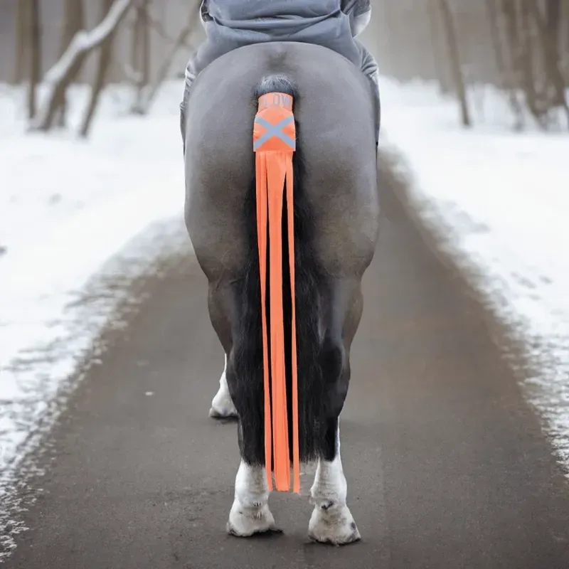 Equetech Hi-Vis Vision Horse Tail Tassels in Orange-1