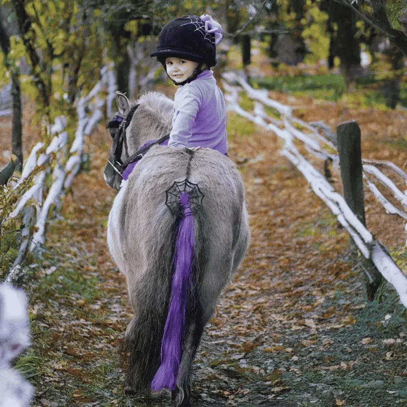 Equetech One Size Cobweb Spider Horse Tail Tassel in Purple/Black-1