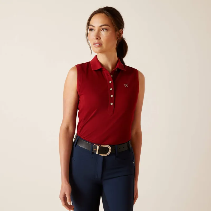 Ariat Women's Prix 2.0 Sleeveless Polo Sun-Dried Tomato