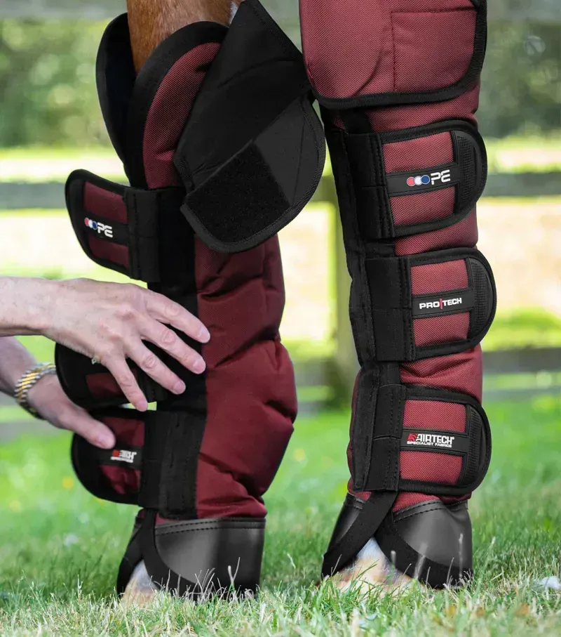 Premier Equine Ballistic Knee Pro-Tech Horse Travel Boots in Burgundy-1