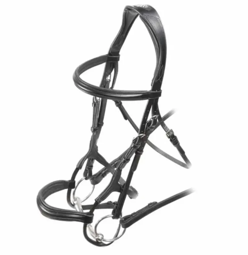 Velociti Rolled Padded Cavesson Bridle in Black-1