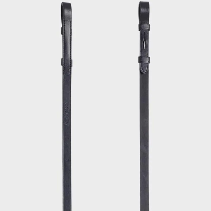 Equiline Plain Leather Reins for Weymouth Bridle with Hook and Closure