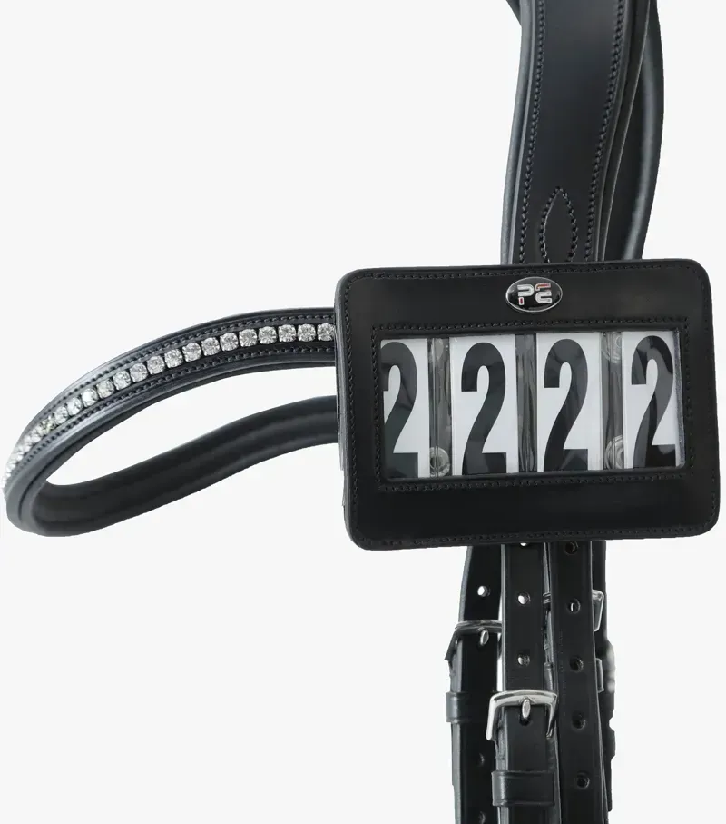 Premier Equine Bridle Competition Number Holder in Black