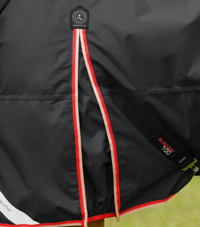 Premier Equine Buster 100g Turnout Rug With Snug-Fit Neck Cover in Black-3