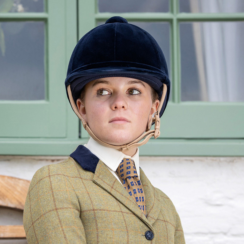 Charles Owen Hampton Velvet Riding Hat 56-60cm Navy Round-2