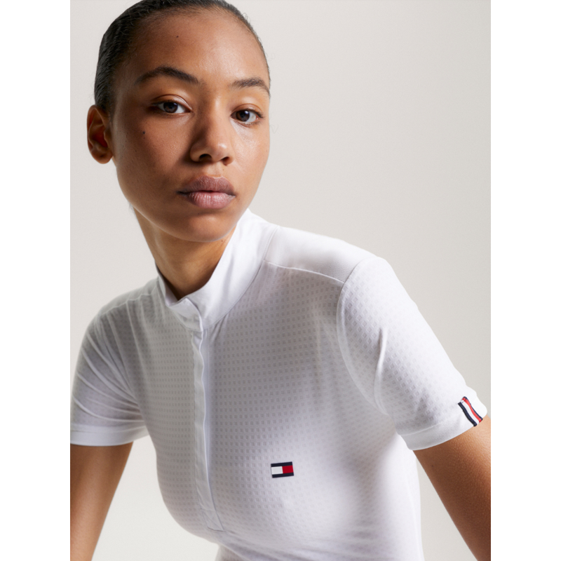 Tommy Equestrian Women's Chelsea Cooling Short Sleeve Logo Show Shirt  TH Optic White-1