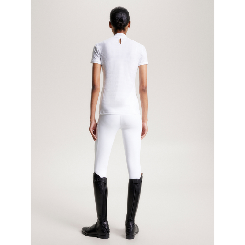 Tommy Equestrian Women's Chelsea Cooling Short Sleeve Logo Show Shirt  TH Optic White-2