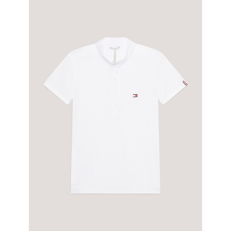 Tommy Equestrian Women's Chelsea Cooling Short Sleeve Logo Show Shirt  TH Optic White-3