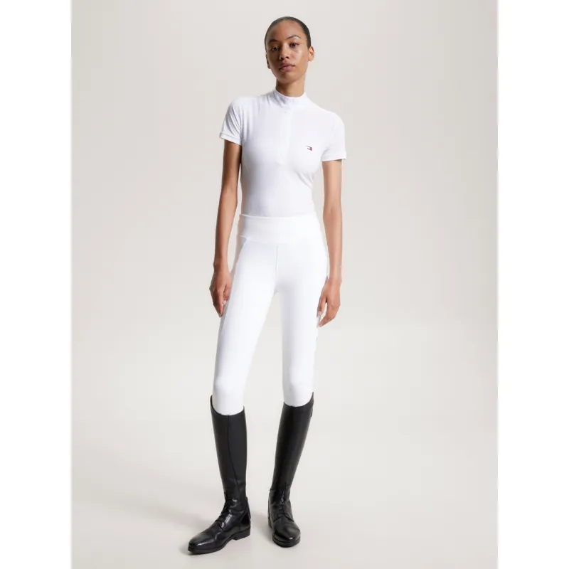 Tommy Equestrian Women's Chelsea Cooling Short Sleeve Logo Show Shirt  TH Optic White