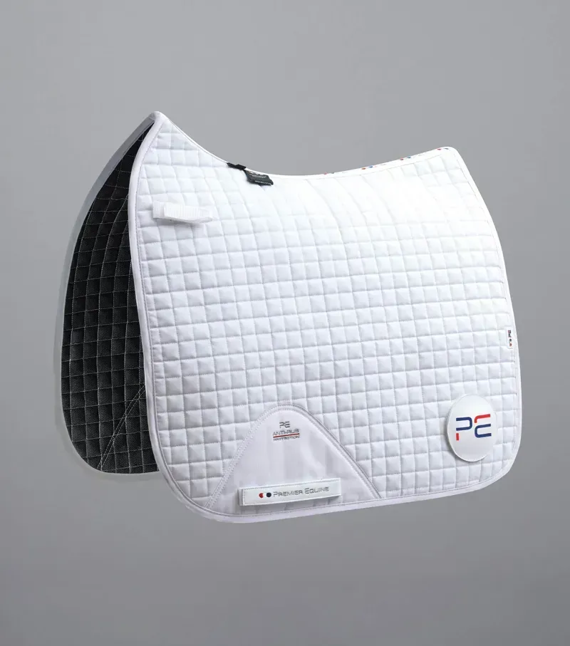 Premier Equine Close Contact Cotton Dressage Competition Saddle Pad in White