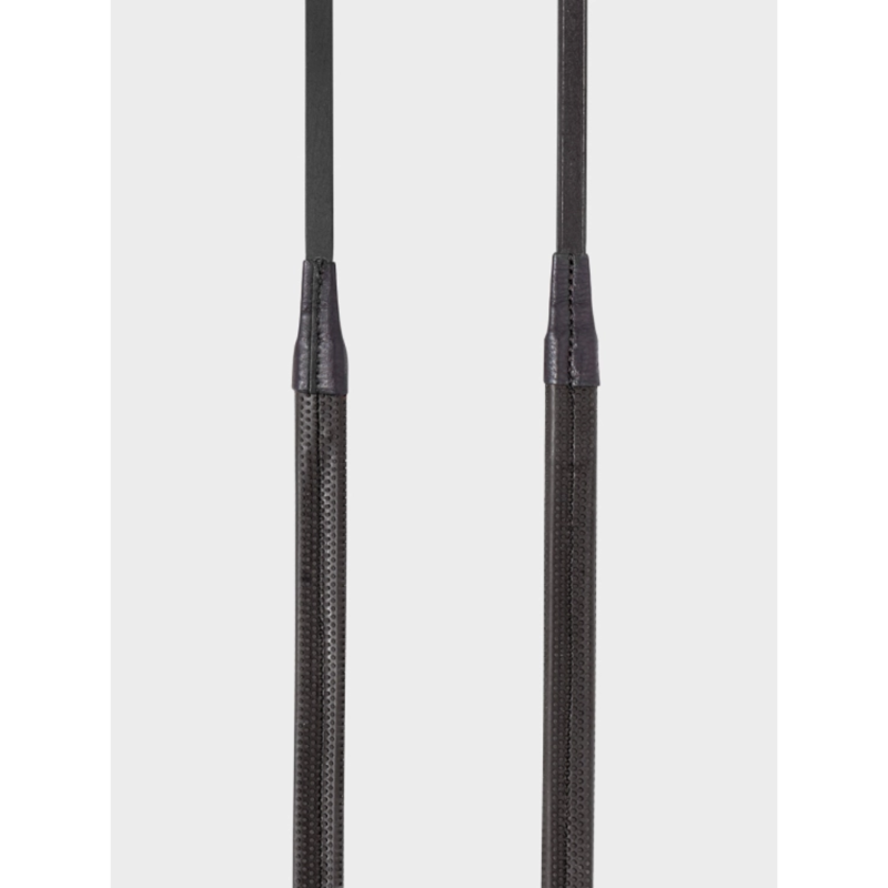 Equiline Rubber Leather Reins With Stopper 4-8 58 Black-1