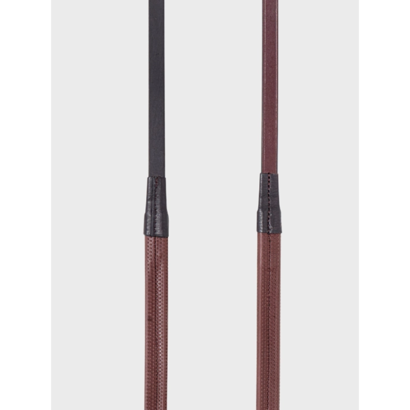 Equiline Rubber Leather Reins With Stopper 4-9 58 Brown-1
