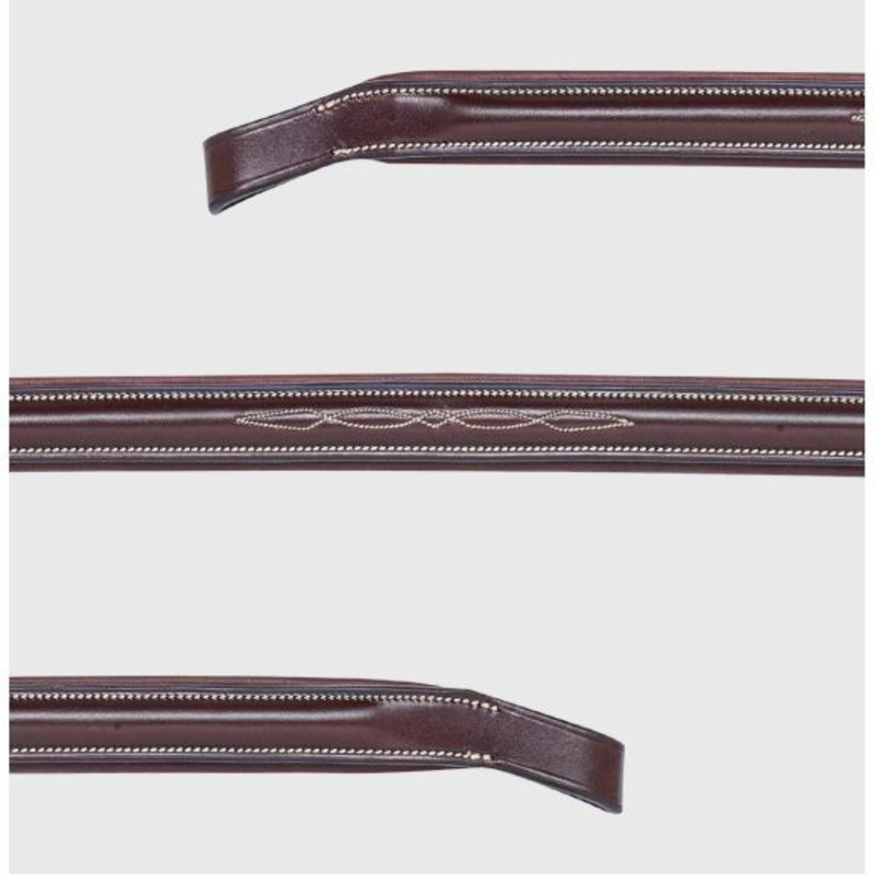 Equiline Flat Browband With Fancy Stitching Brown-1