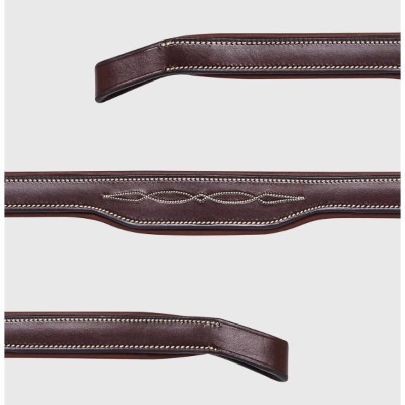 Equiline Flat Browband Shaped Fancy Stitching Brown-1