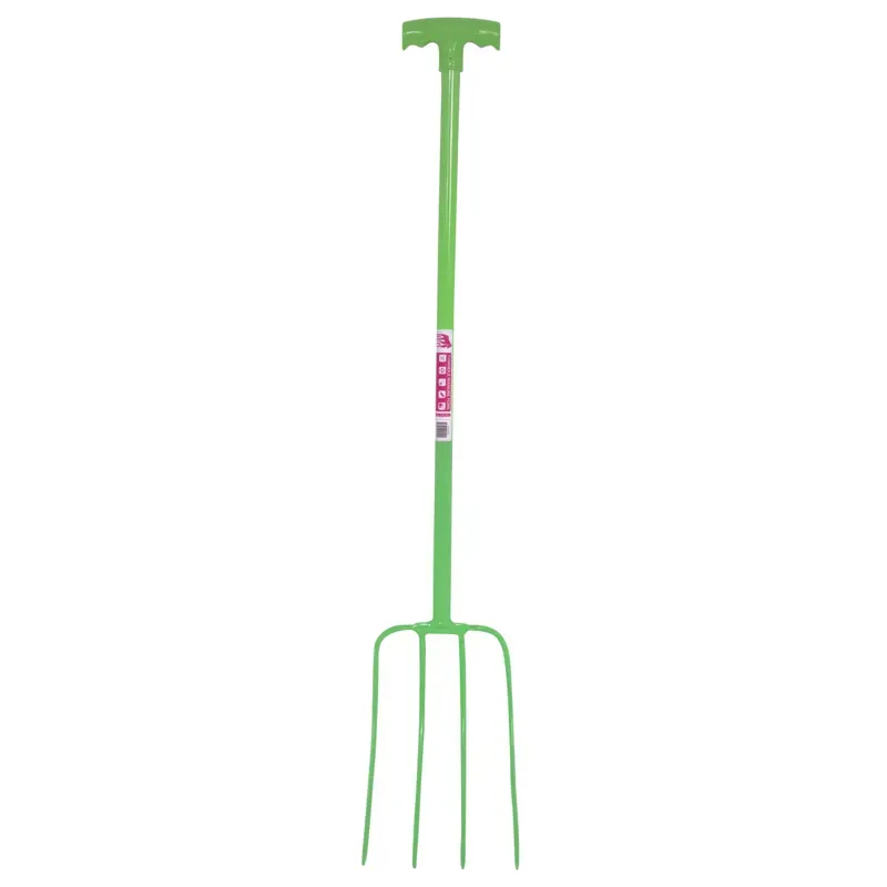 Red Gorilla 4 Prong T-Handle Manure Fork in Pistachio