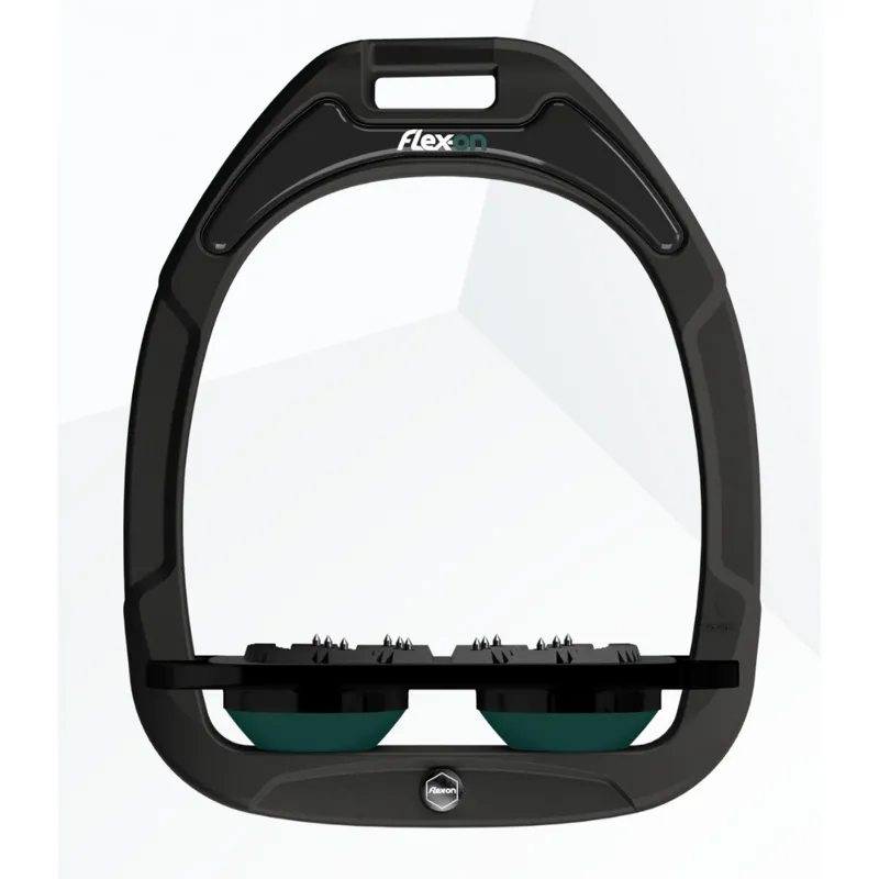Flex-On Green Composite Stirrups Ultra Grip Inclined Black - Dark Green - Black