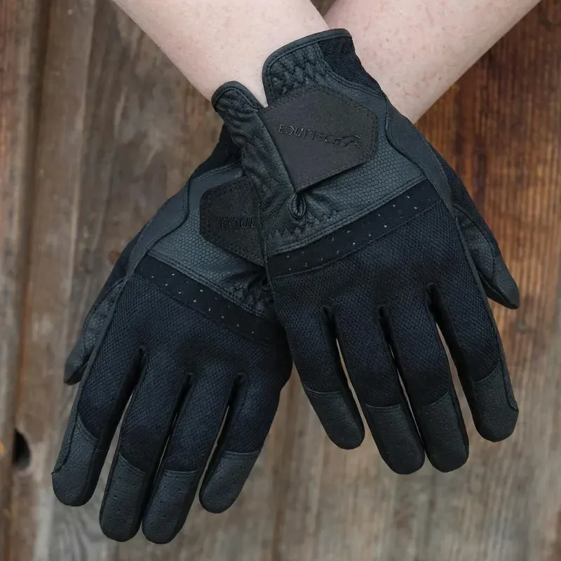 Equetech Junior Pro-Mesh Grip Riding Gloves in Black-2