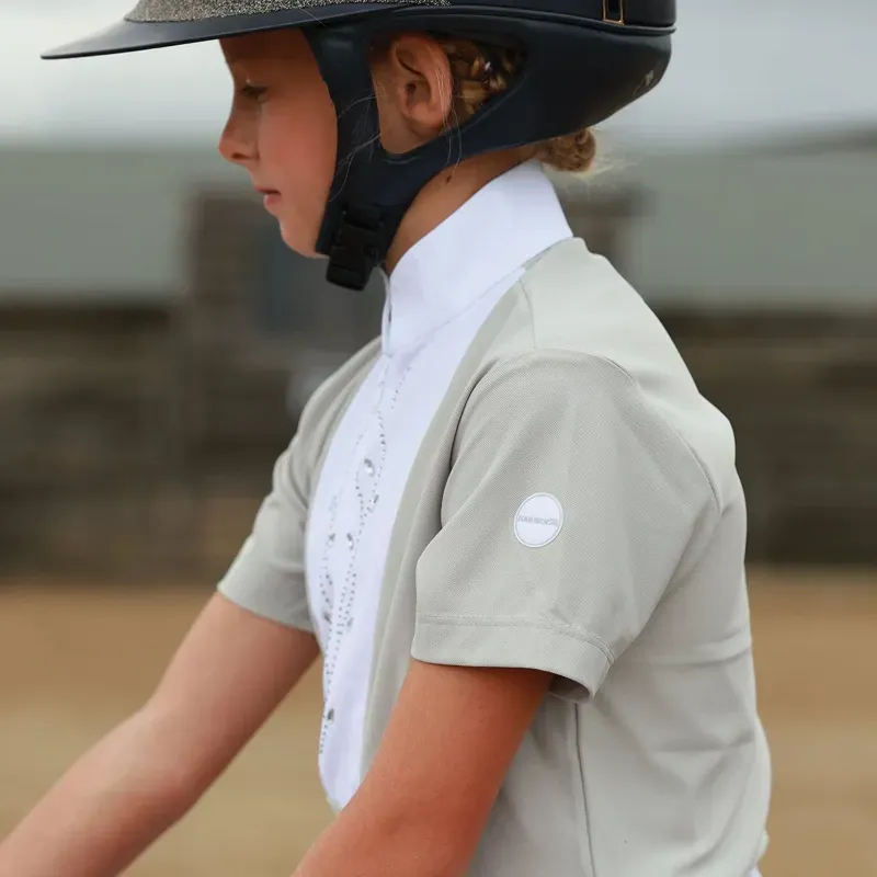 Equetech Junior Virginia Competition Shirt in Moonlight Grey/White-3