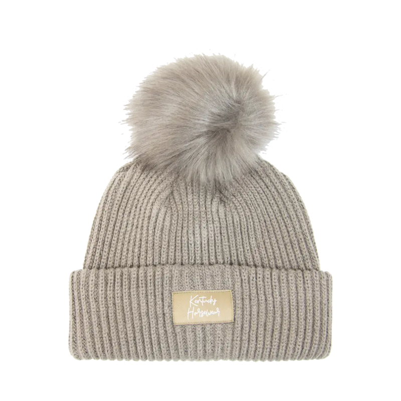 Kentucky Beanie Hat Pompom Fur Beige-1