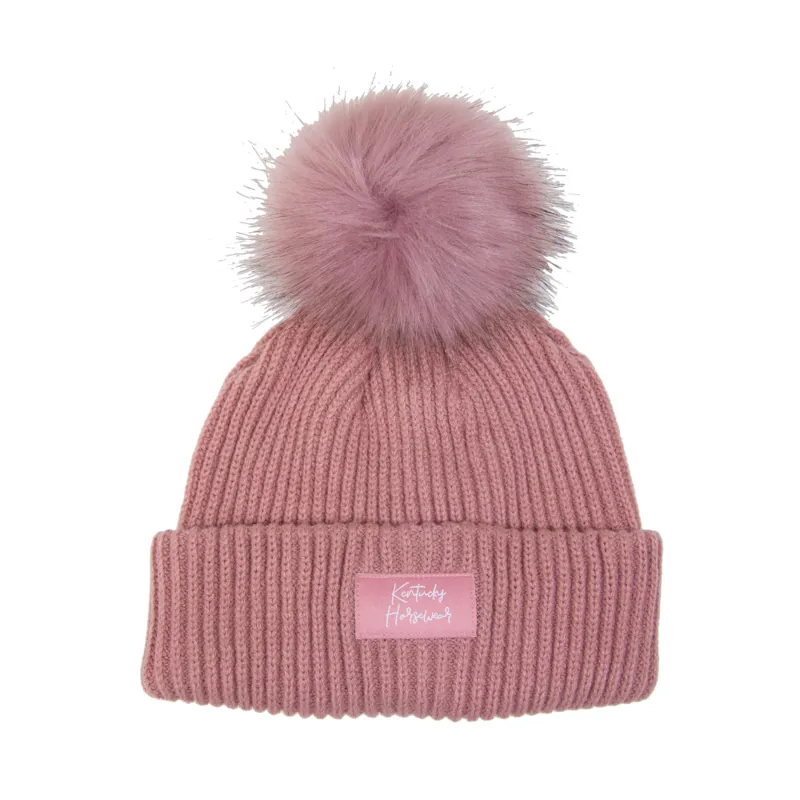 Kentucky Beanie Hat Pompom Fur Old Rose