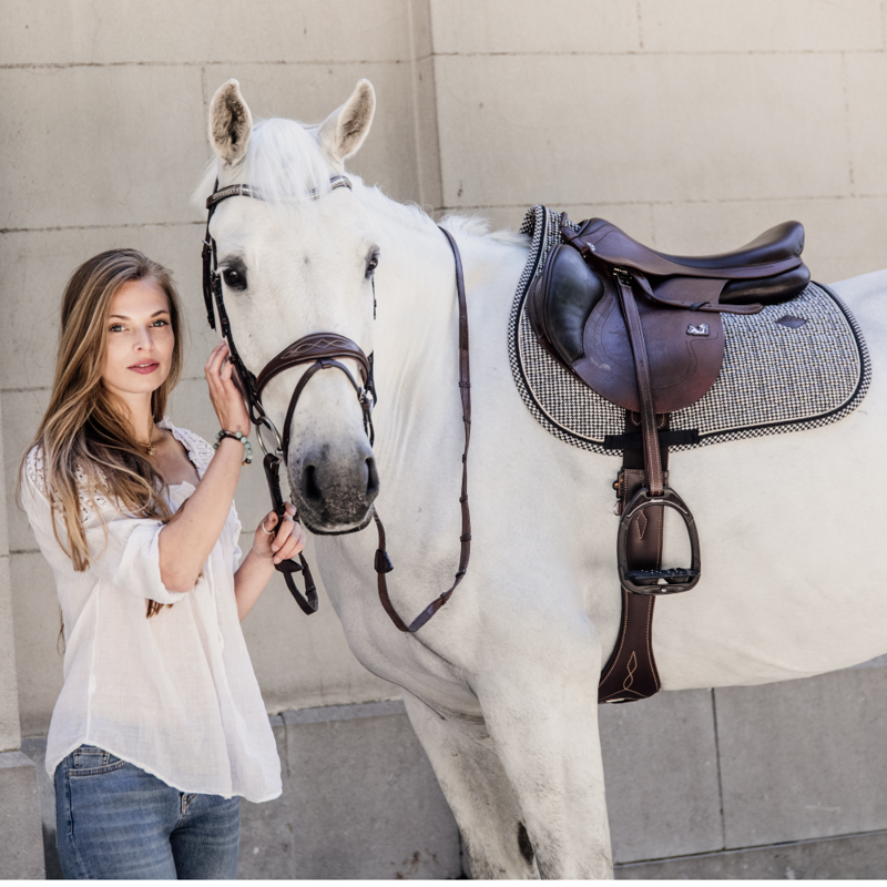 Kentucky Jumping Pied-de-Poule Saddle Pad Black-1