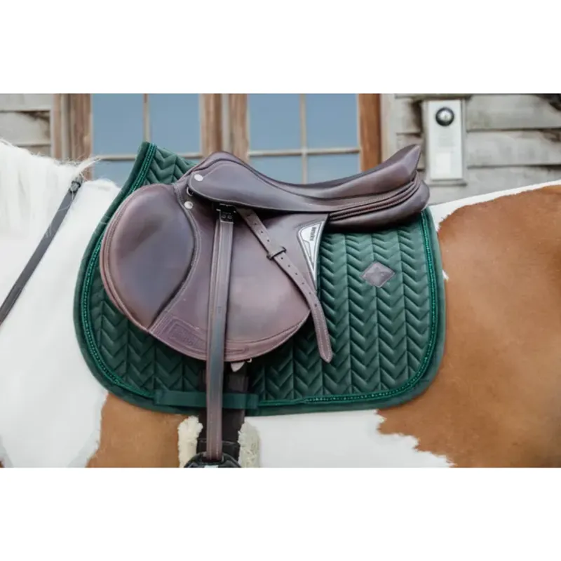 Kentucky Jumping Saddle Pad Velvet Pearls Pine Green