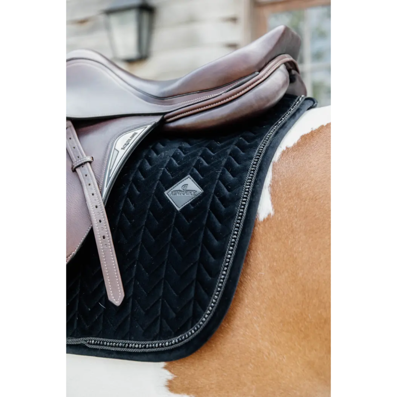 Kentucky Jumping Velvet Saddle Pad Pearls Black-2