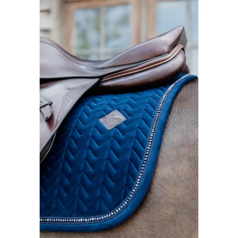 Kentucky Jumping Velvet Saddle Pad Pearls Navy-2