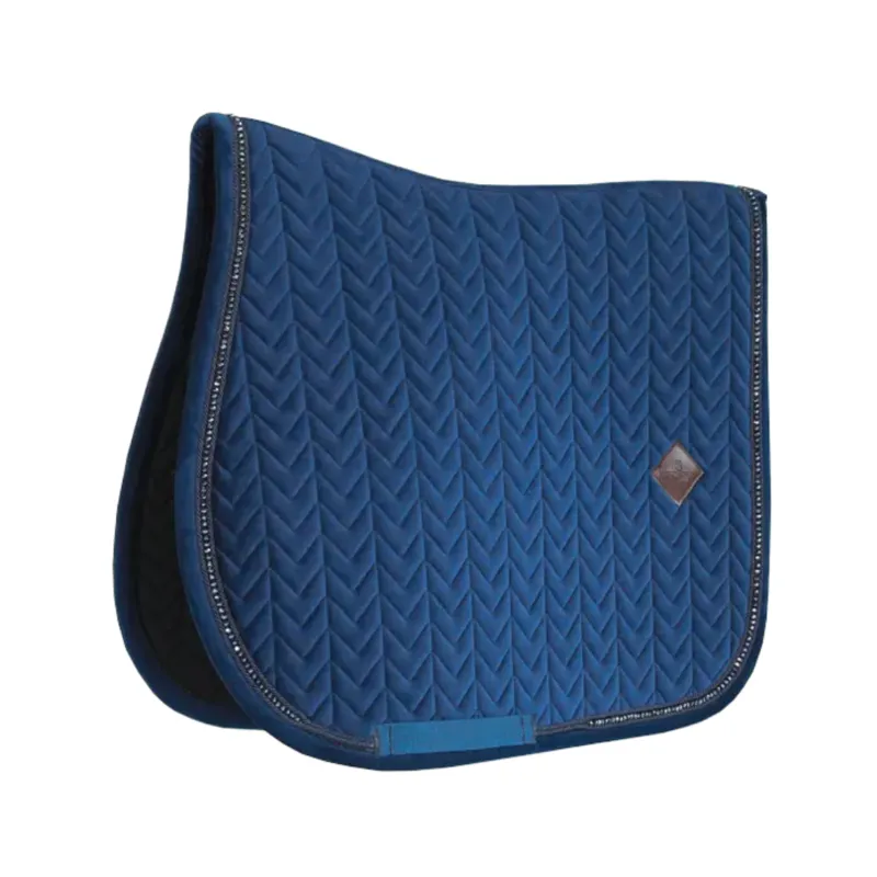 Kentucky Jumping Velvet Saddle Pad Pearls Navy-1