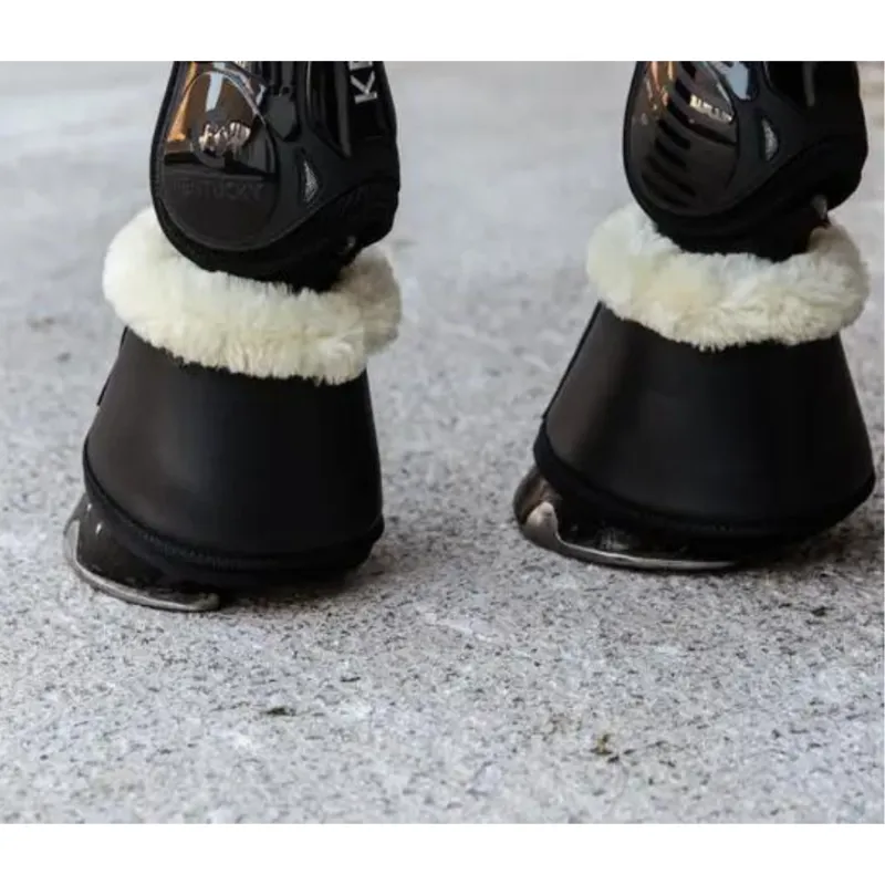 Kentucky Sheepskin Leather Overreach Boots Black Natural Sheepskin-2