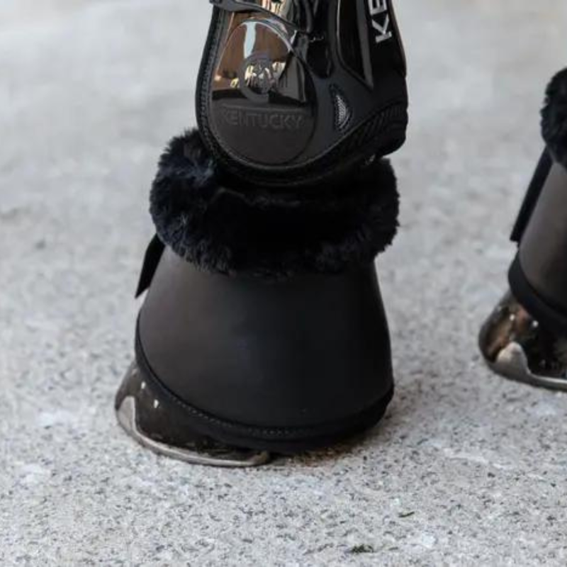 Kentucky Sheepskin Leather Overreach Boots Black Black-2