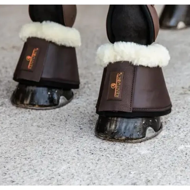 Kentucky Sheepskin Leather Overreach Boots Brown Natural Sheepskin