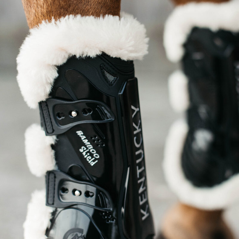 Kentucky Vegan Sheepskin Tendon Boots Bamboo Shield Elastic Black-1