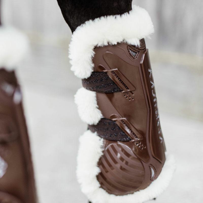 Kentucky Vegan Sheepskin Tendon Boots Bamboo Shield Elastic Brown-1