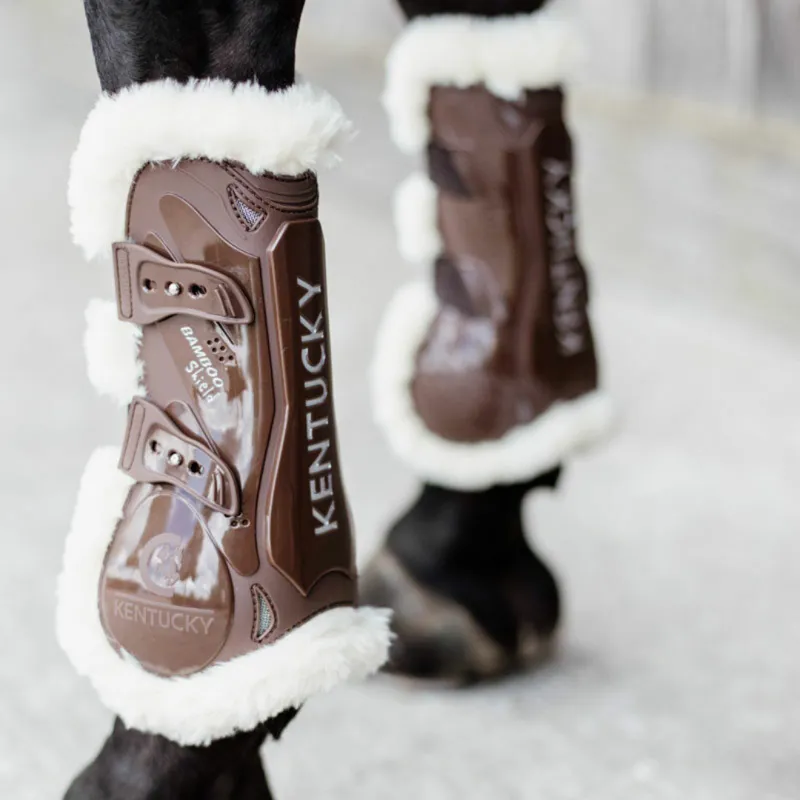 Kentucky Vegan Sheepskin Tendon Boots Bamboo Shield Elastic Brown