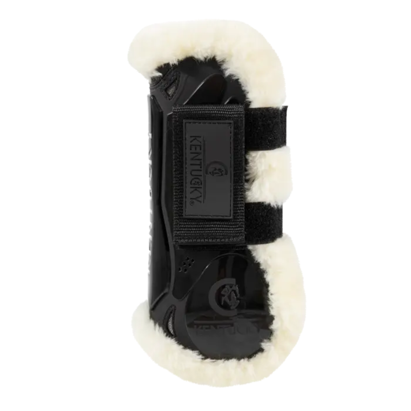 Kentucky Vegan Sheepskin Tendon Boots Velcro Black-1