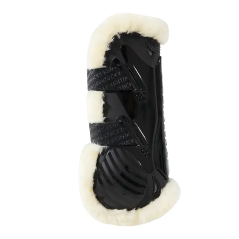 Kentucky Vegan Sheepskin Tendon Boots Velcro Black-2