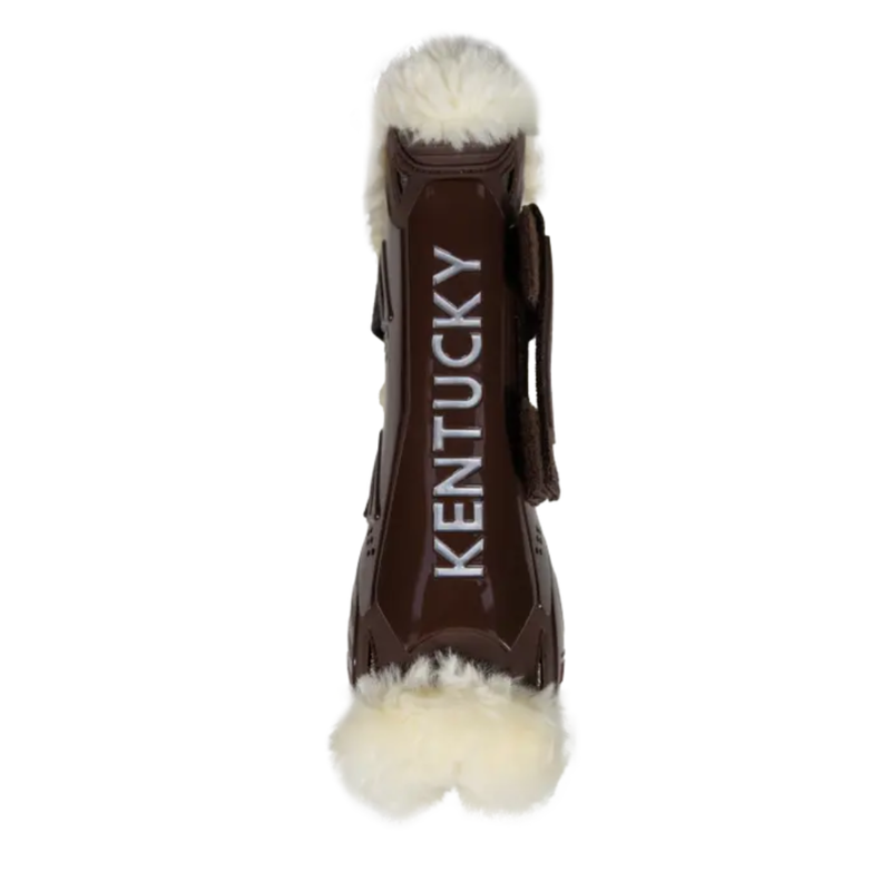 Kentucky Vegan Sheepskin Tendon Boots Velcro Brown-3