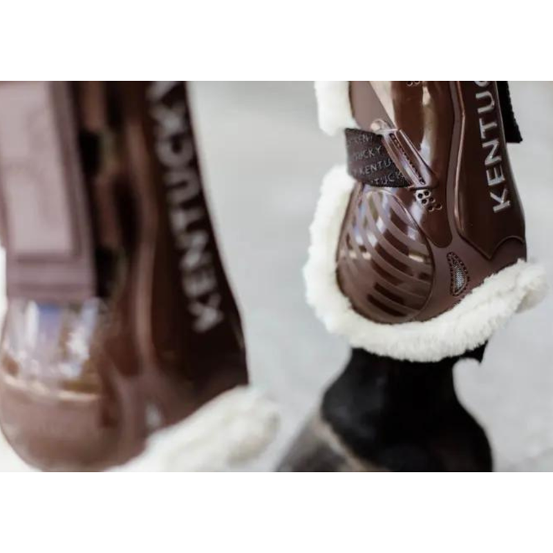 Kentucky Vegan Sheepskin Tendon Boots Velcro Brown-4