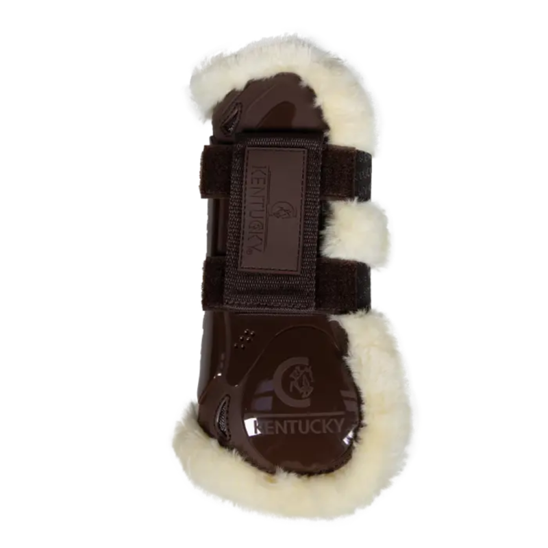 Kentucky Vegan Sheepskin Tendon Boots Velcro Brown-1