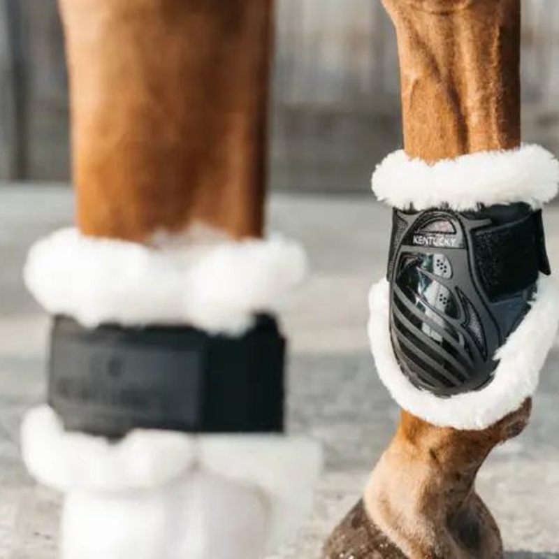 Kentucky Vegan Sheepskin Young Horse Fetlock Boots Black-4
