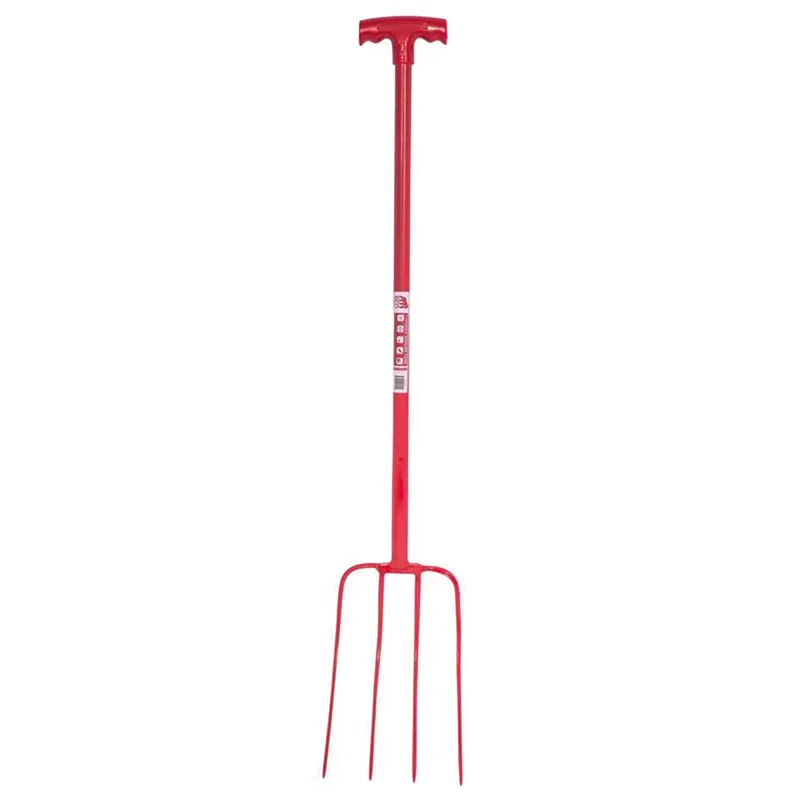 Red Gorilla 4 Prong T-Handle Manure Fork in Red