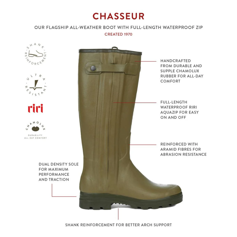 Le Chameau Women's Chasseur Leather Lined Wellington Vert Vierzon-3