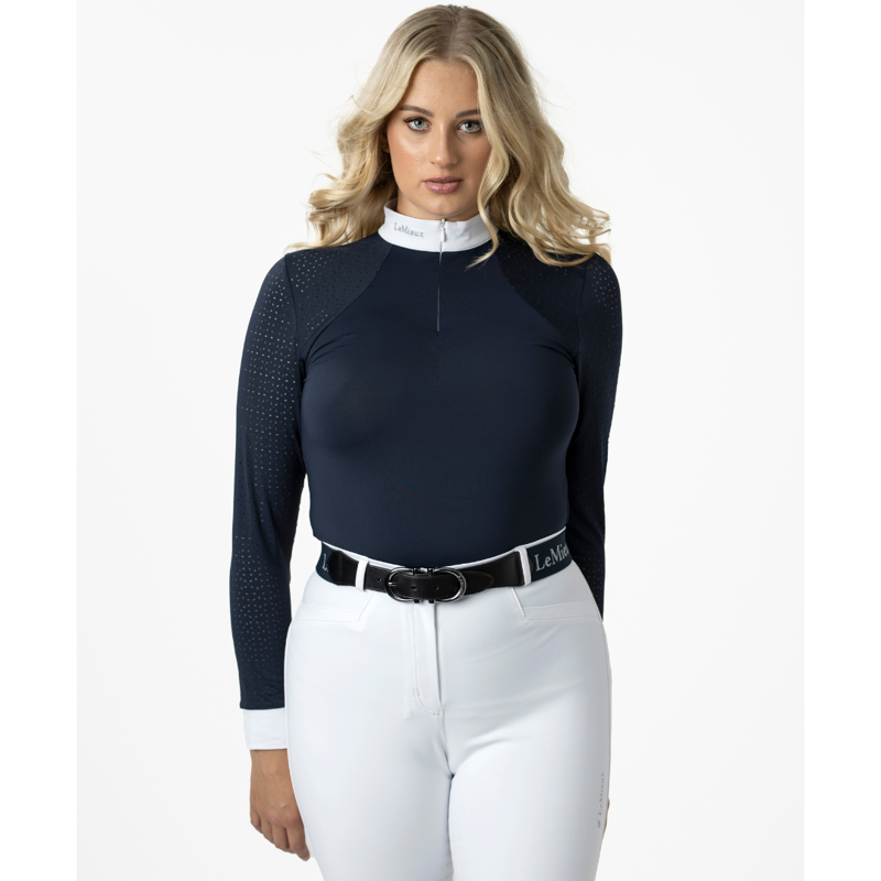 LeMieux Olivia Women's Long Sleeve Show Shirt Navy-2