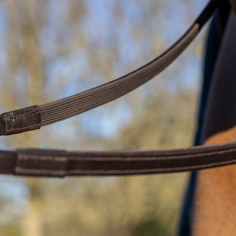 LeMieux Rubber Half lined Reins Brown/Brass-1